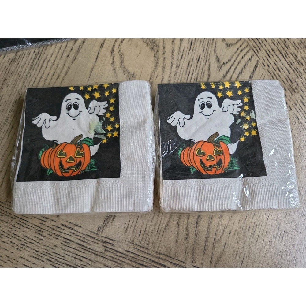 Vintage Halloween Decor Party Napkins Plates Grab Bags New NOS Ghosts C A Reed - Picture 4 of 16